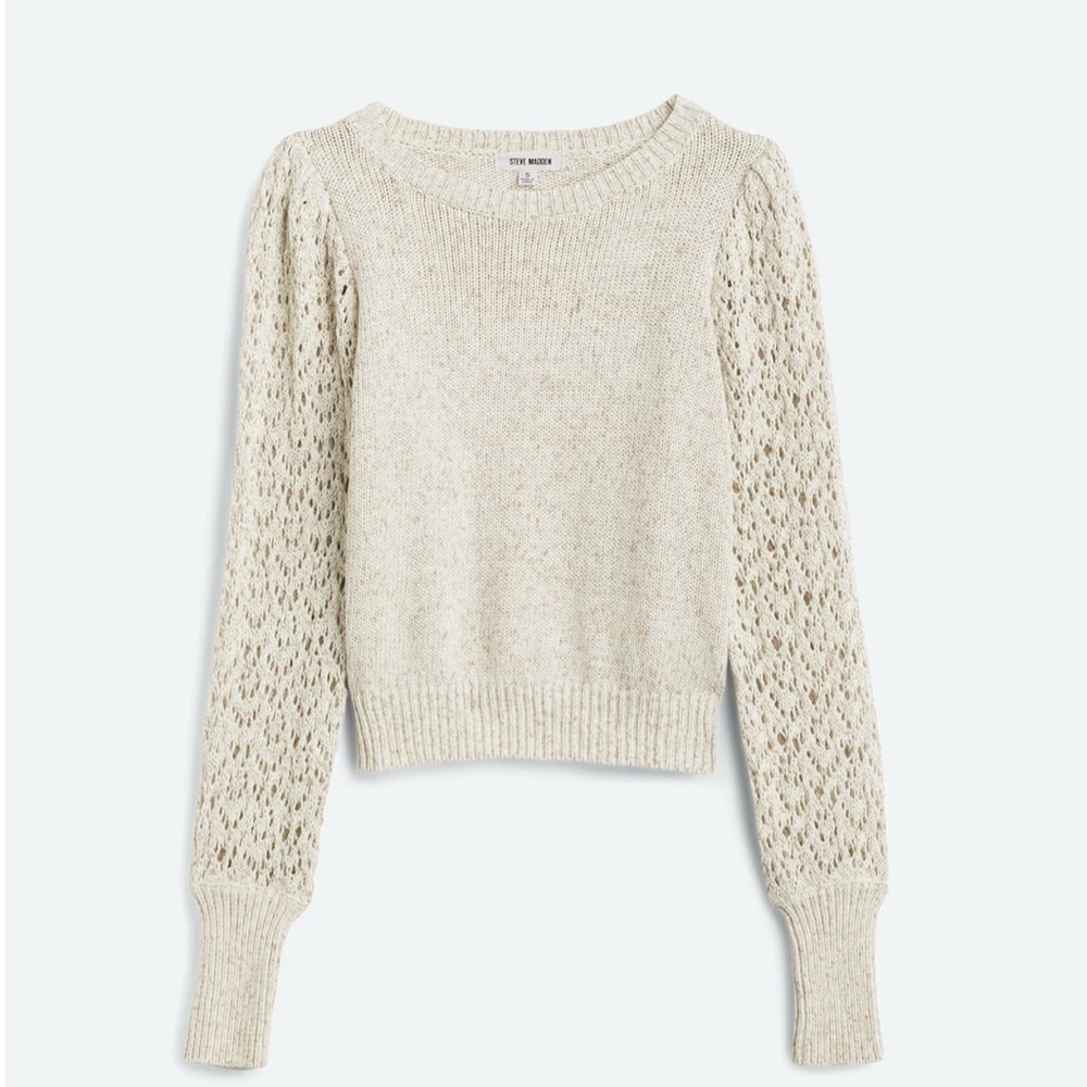 BB Dakota x Steve Madden Cream Knit Gave Good Lace Sweater